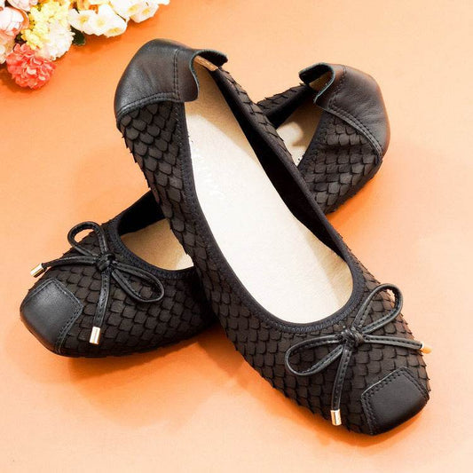 Leather Boat Shoes With Soft Bottom And Shallow Mouth - Mubimart