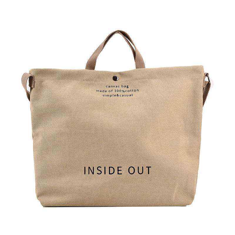 Canvas Letters Tote Bag Large Capacity Crossbody Women - Mubimart