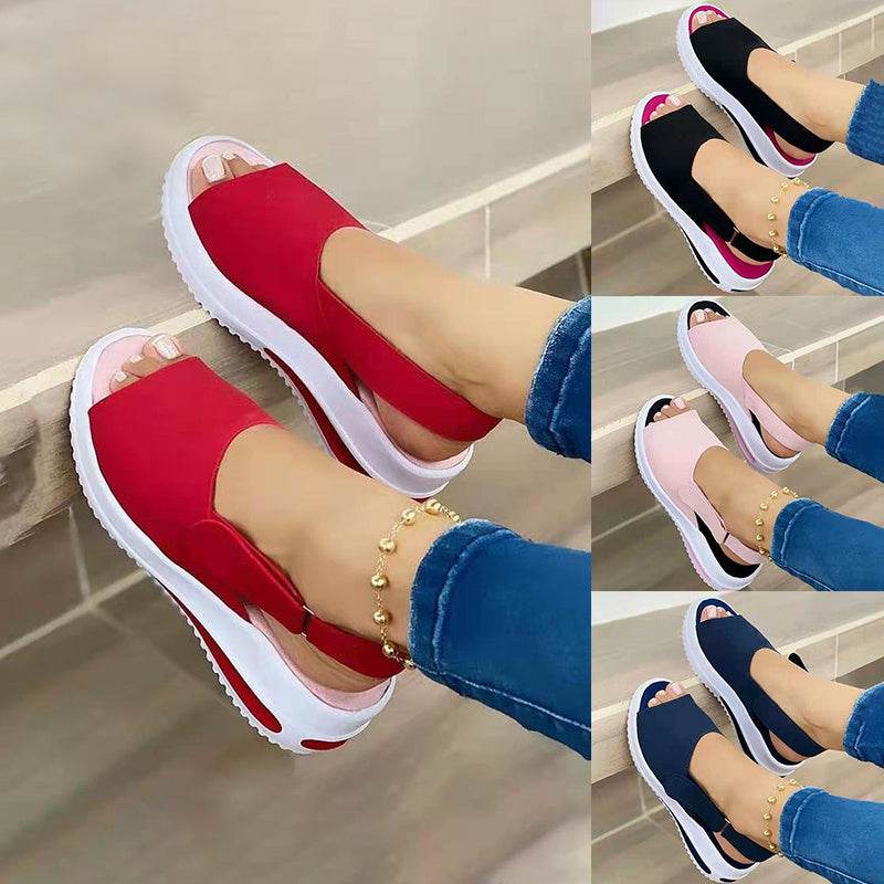 Velcro Casual Summer Women Sandals Fish Mouth Sandals - Mubimart