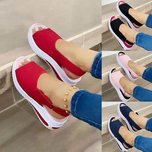 Velcro Casual Summer Women Sandals Fish Mouth Sandals - Mubimart