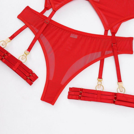 Three-piece Sexy Lingerie Garter Belt - Mubimart