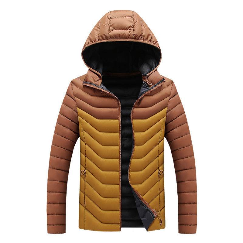 Hooded Padded Winter Jacket Slim Fit Imitation Down Padded Jacket Thick Mens Autumn And Winter - Mubimart