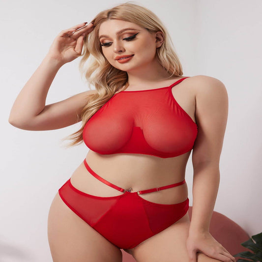 Three Point Underwear And Garter Belt Hollow Perspective Suit - Mubimart