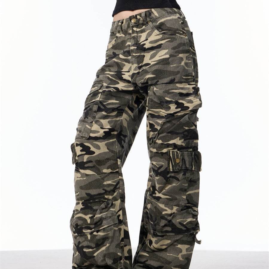 Retro Design Camouflage Cargo Pants Women - Mubimart