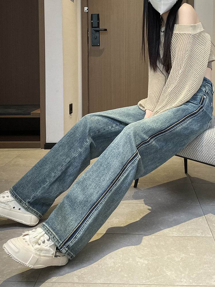 Wide Leg Jeans Women Design Sense High Waist - Mubimart