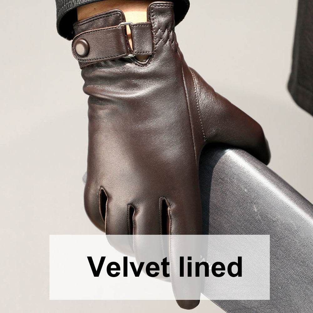 Leather Gloves Men's Winter Warm Sheepskin - Mubimart