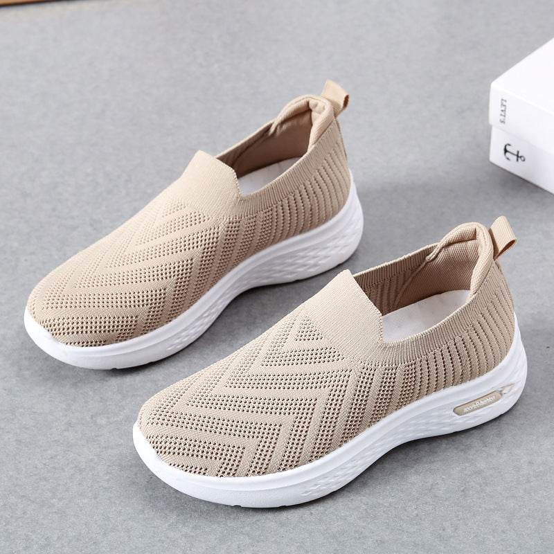 Casual Mesh Shoes Sock Slip On Flat Shoes For Women Sneakers Casual Soft Sole Walking Sports Shoe - Mubimart
