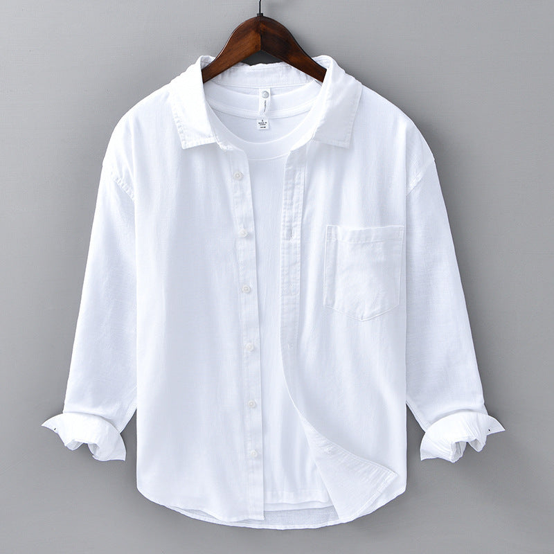 Long LinenMens Linen Shirts Sleeves Casual All-matching Cotton Linen Shirt