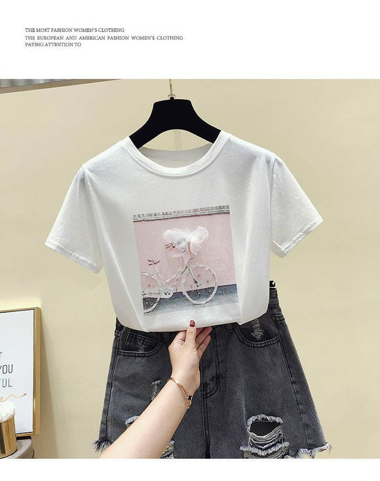 Summer Fashion With Loose Blouses, Women Cover Belly And Reduce Age, Short-sleeved T-shirts - Mubimart