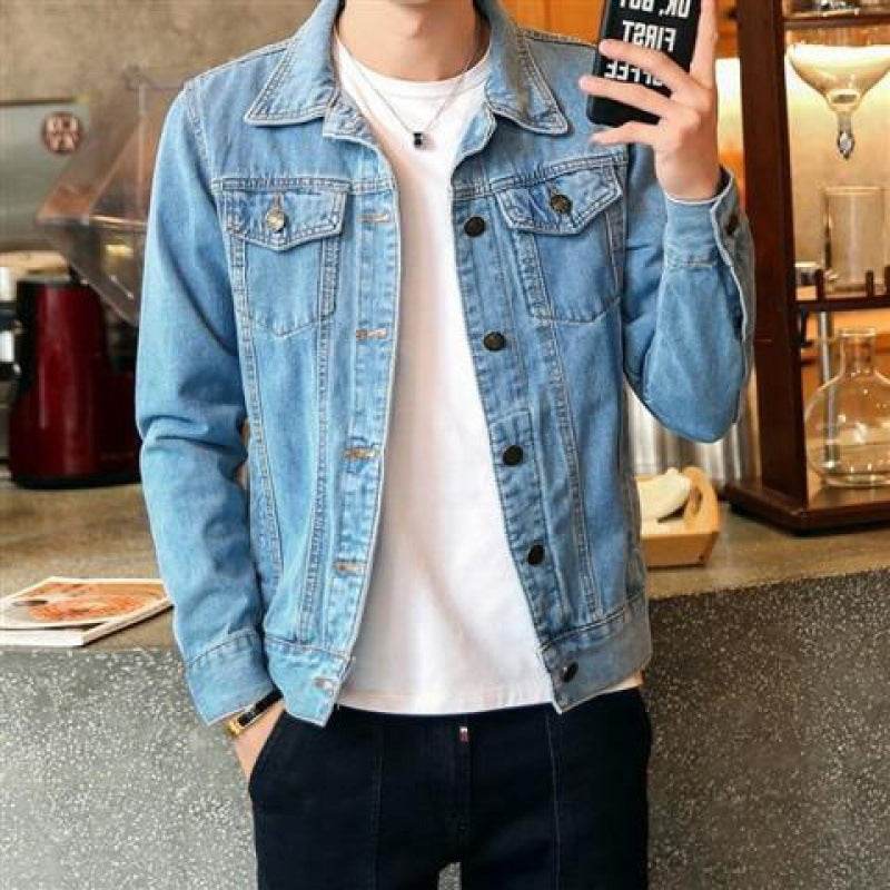 Denim Jacket Lovers Motorcycle Trendy Youth Denim Jacket - Mubimart