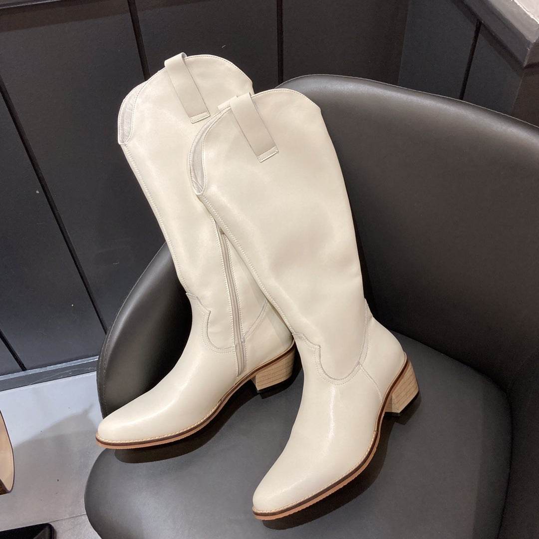 Pointed Mid-tube Boots Martin Boots Knight Boots - Mubimart