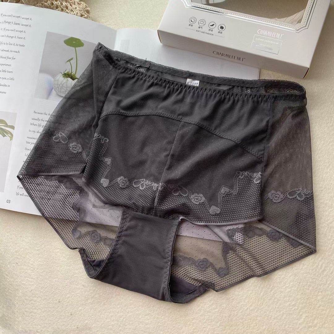 Three Pcs Boxed Women's High Waist Lace Panties - Mubimart