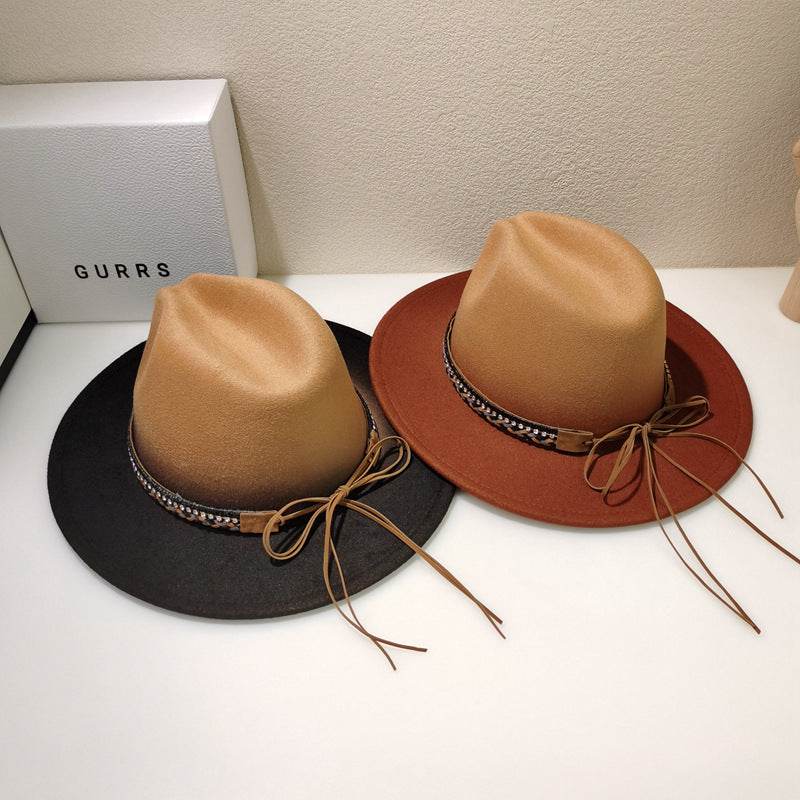 Woolen Fedora Hat Female Vintage Top Hat - Mubimart