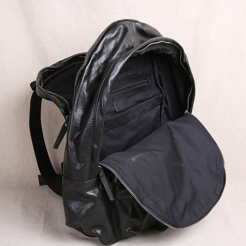 Mens Retro Large Capacity Leather Shoulder Travel Bag - Mubimart
