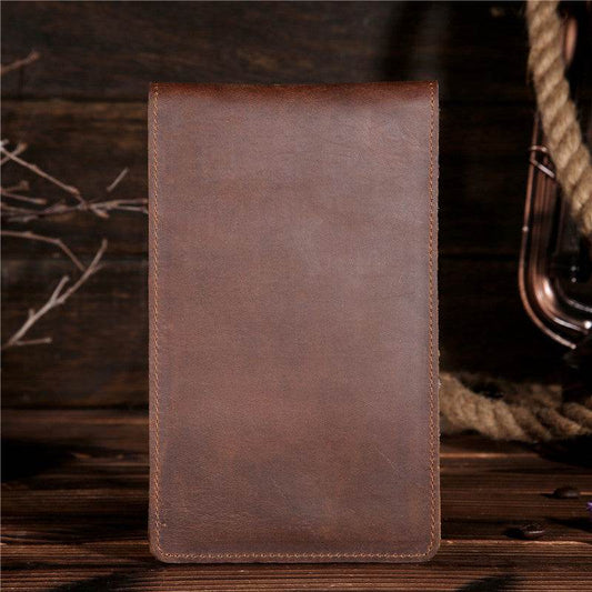 Men's Long Mobile Phone Bag Money Bag Head Layer Cowhide Crazy Ma Card Bag Wallet Card Clip Big Card Clip Thin - Mubimart