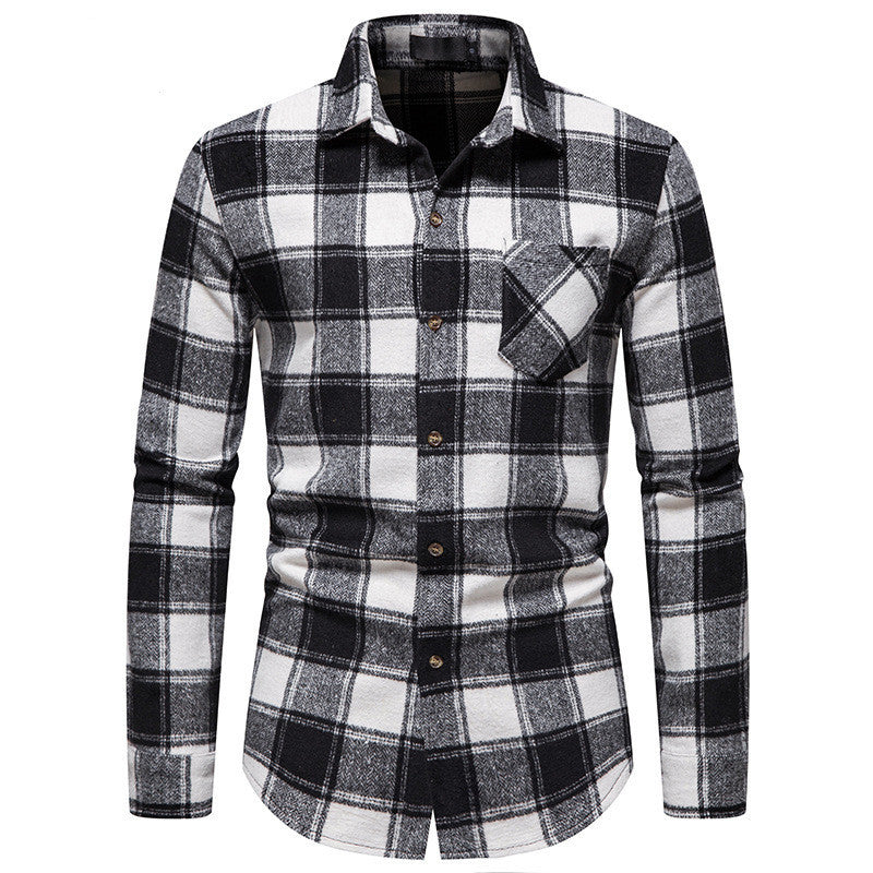 Thick Warm Woolen Cloth Flannel Casual Shirt Base Men's Shirt