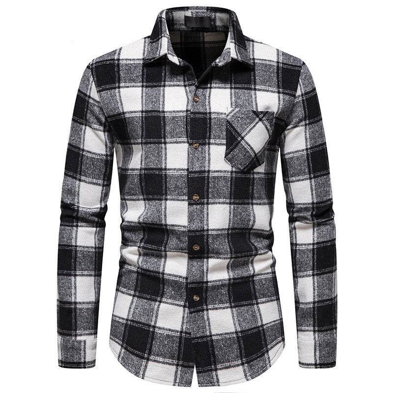 Thick Warm Woolen Cloth Flannel Casual Shirt Base Men's Shirt - Mubimart