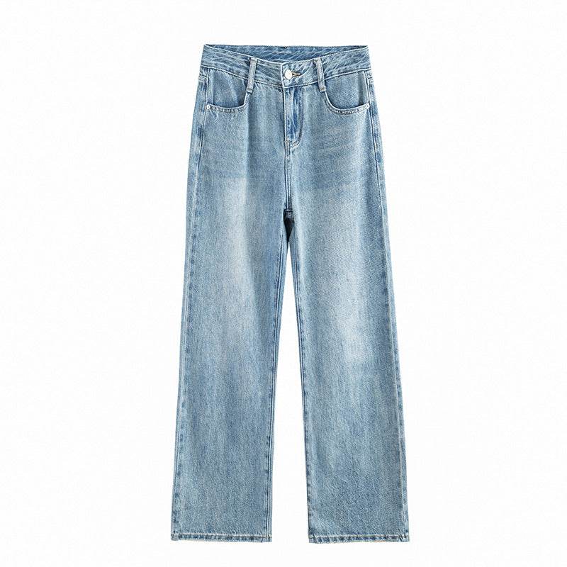 Fashionable Personalized Wide-leg Mopping Jeans For Women - Mubimart