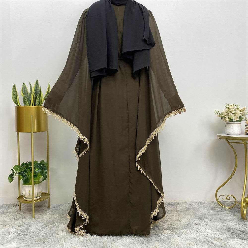 Long Sleeved Robe With Loose Lace Up Stitching For Women - Mubimart