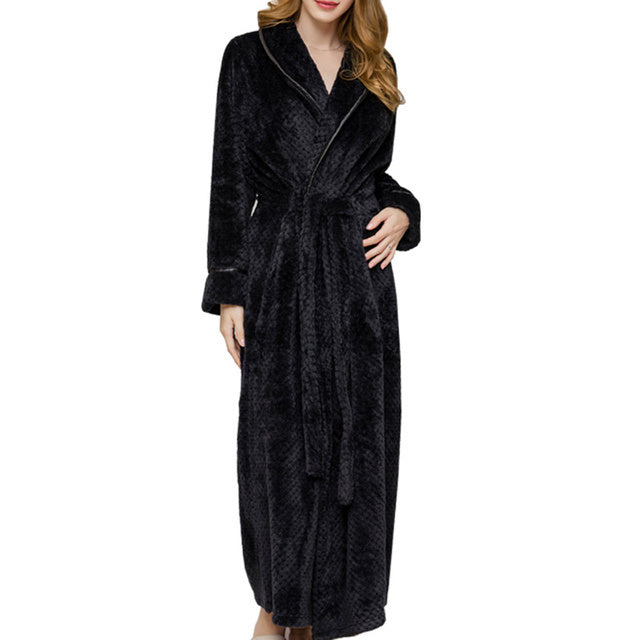 Winter Sleep Bath Robe Women Men Warm Fleece  Robes - Mubimart -  