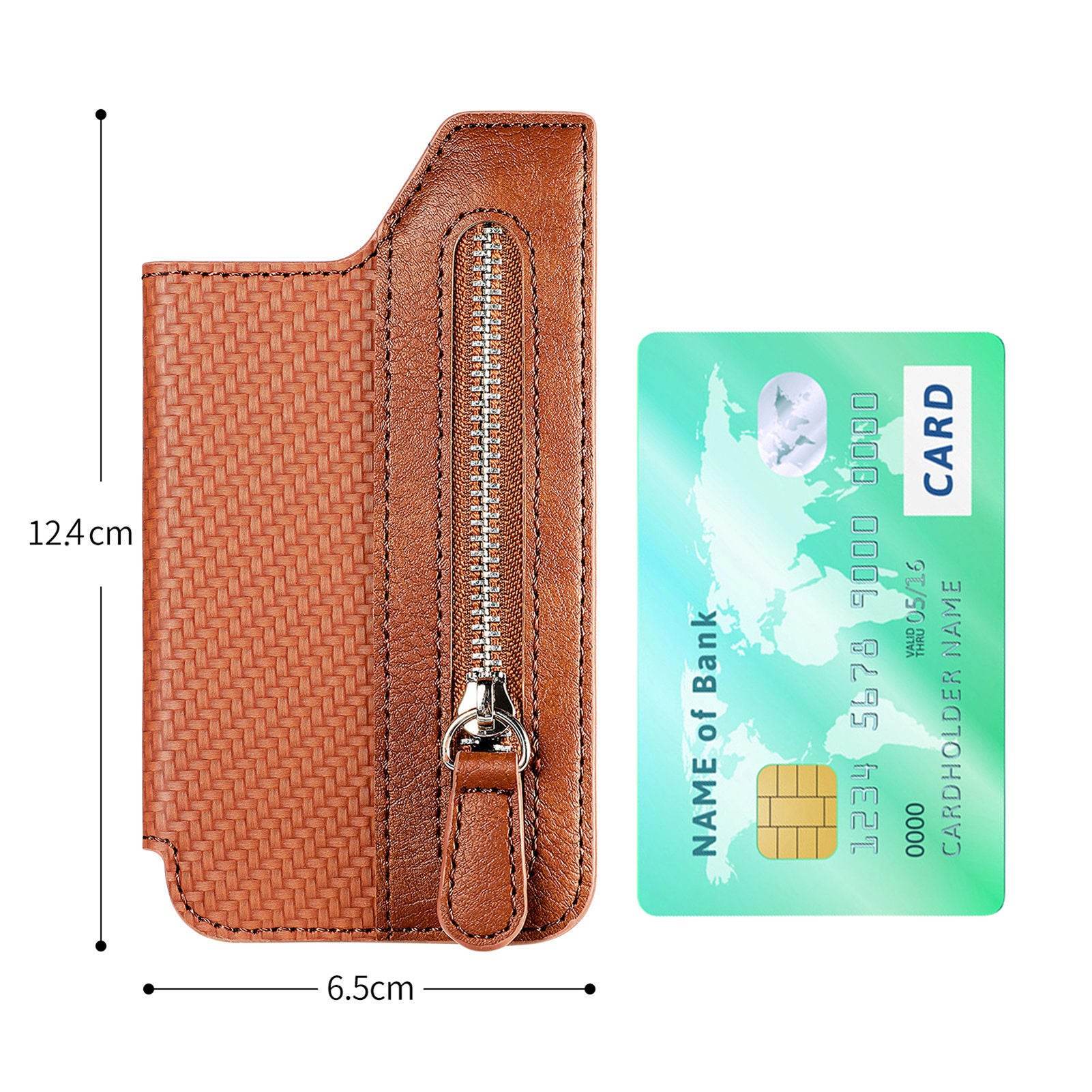 Card Holder Card Case Wallet Card Zipper Magnetic Snap Adhesive Portable Card Holder - Mubimart