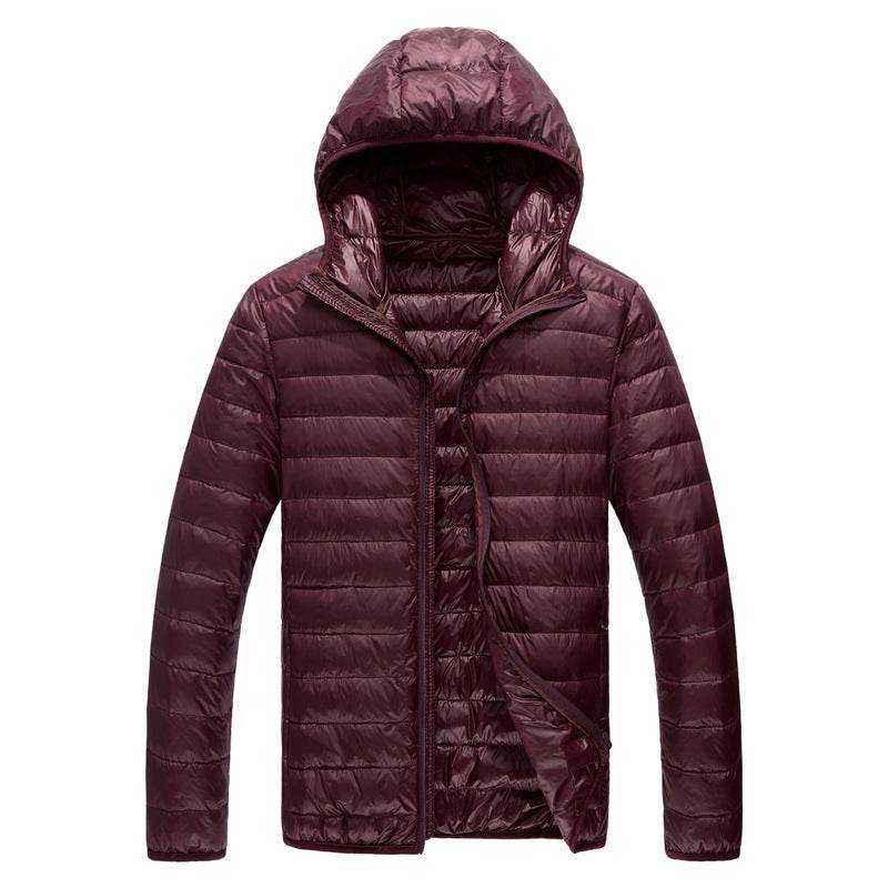 Mens Duck Down Hooded Jacket Winter Ultralight Bubble Coat Puffer Slim Fit - Mubimart
