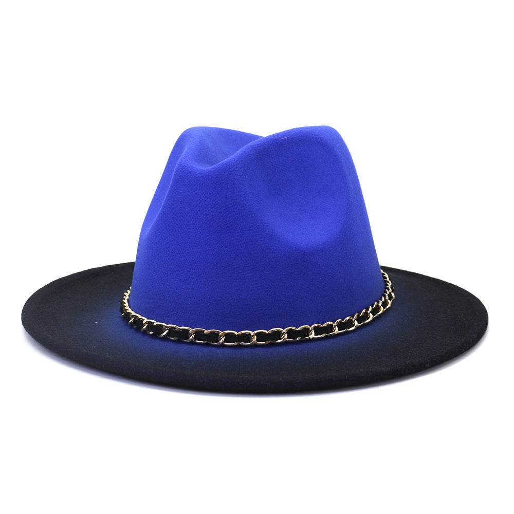 Painted Woolen Flat Brim Autumn And Winter British Style Fashion Fedora Hat - Mubimart