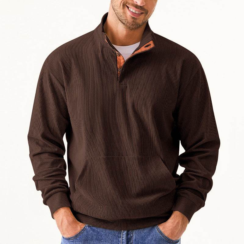 Stand Collar Long Sleeve With Pocket Sweatshirt Men - Mubimart