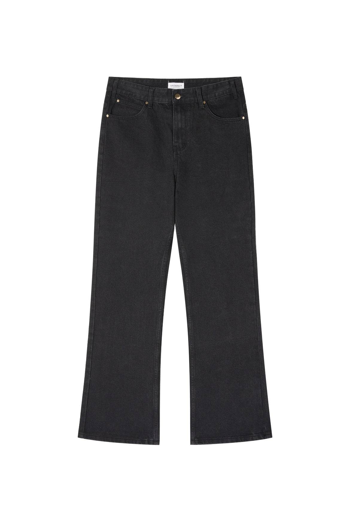 Black Bootcut Jeans Washed Retro Distressed - Mubimart