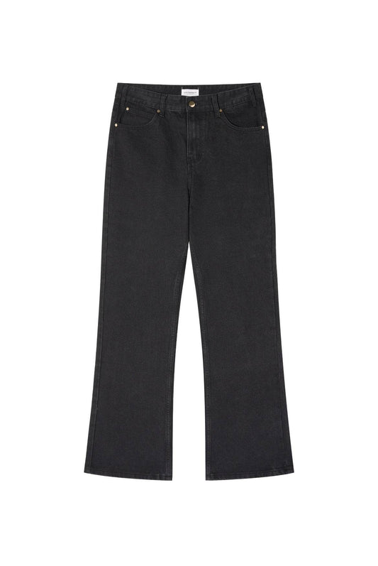 Black Bootcut Jeans Washed Retro Distressed - Mubimart