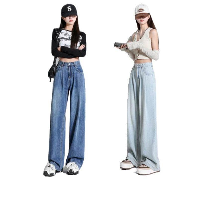 Retro High Waist Wide Leg Jeans For Women - Mubimart