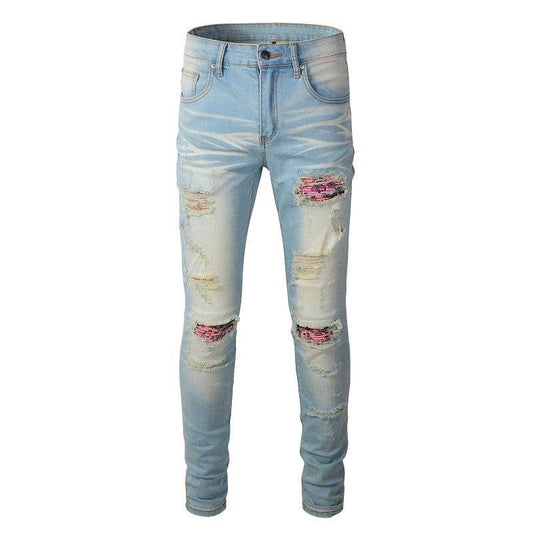 Worn Wash Color Slim Fit INS Jeans - Mubimart