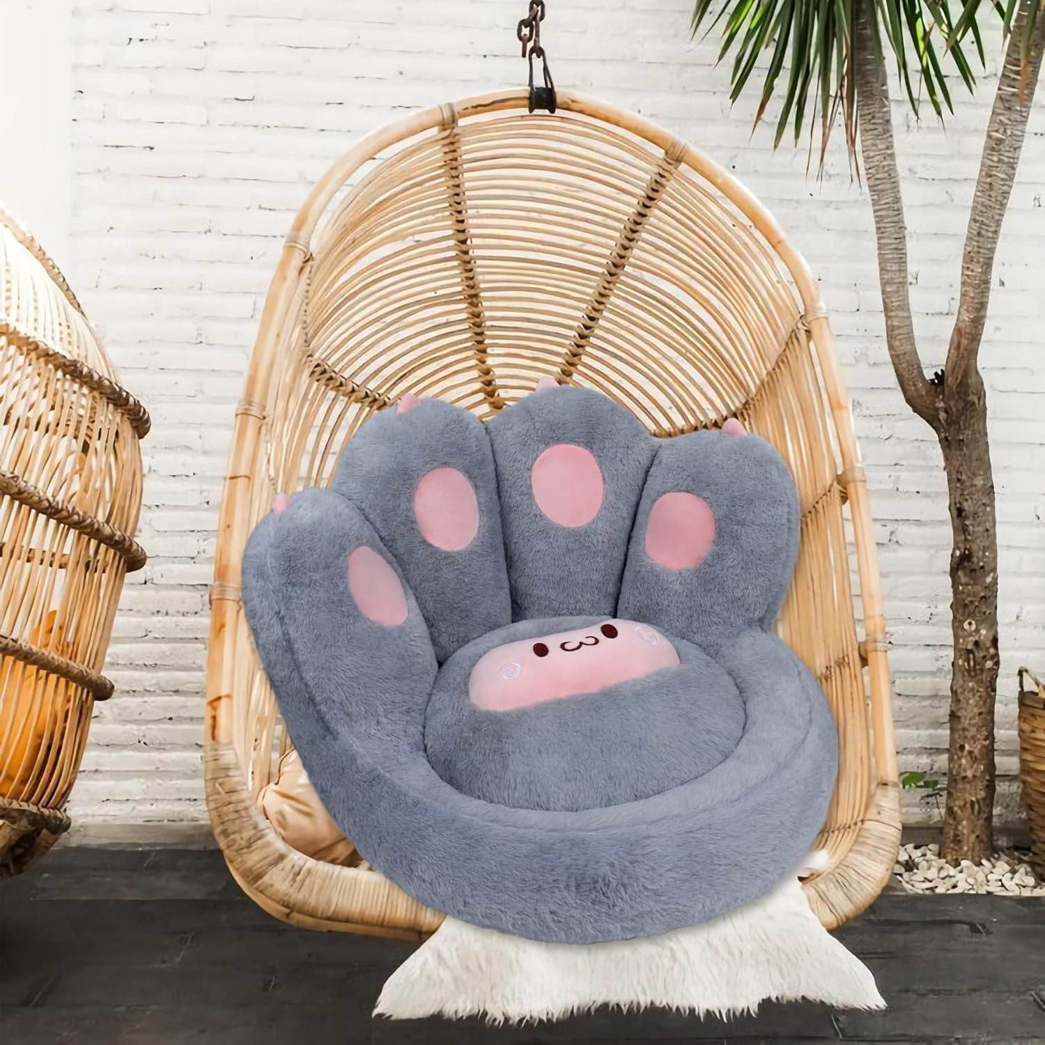Cute Seat Cushion Cat Paw Shape Floor Cushion With Detachable Sheep Plush For Gamer Chair Reading Pillow And Leisure Lazy Sofa For Dining Room Office Bedroom Chair Cushion - Mubimart
