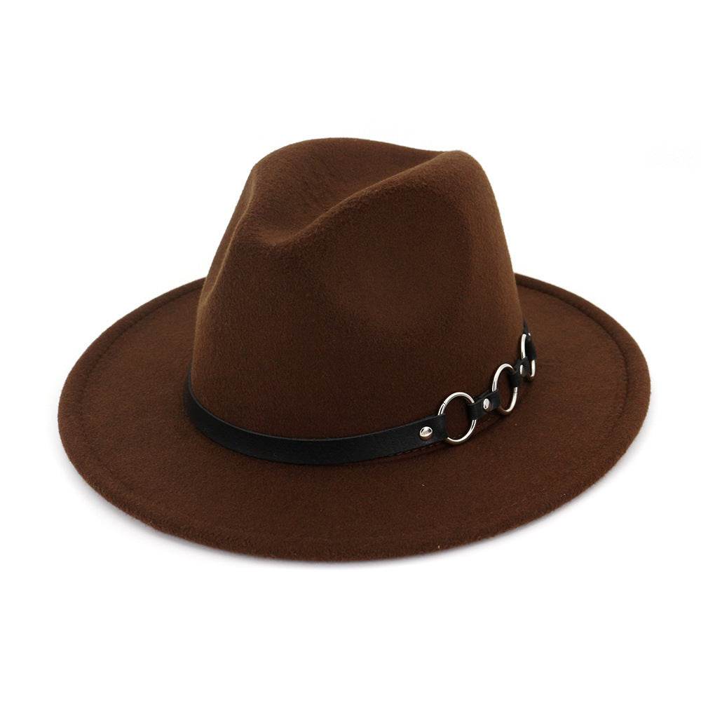 60cm Woolen Hat Gentleman Fedora Hat Flat Brim Big Brim Hat - Mubimart