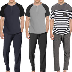 Men's Loungewear Striped Suit Short-sleeved Trousers - Mubimart - Loungewear 