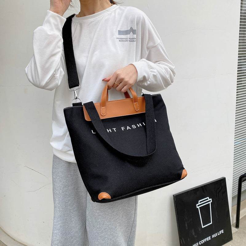 Canvas Shoulder Bag Women Ins Fashion Messenger Crossbody Bags Large Capacity Totes Handbag - Mubimart