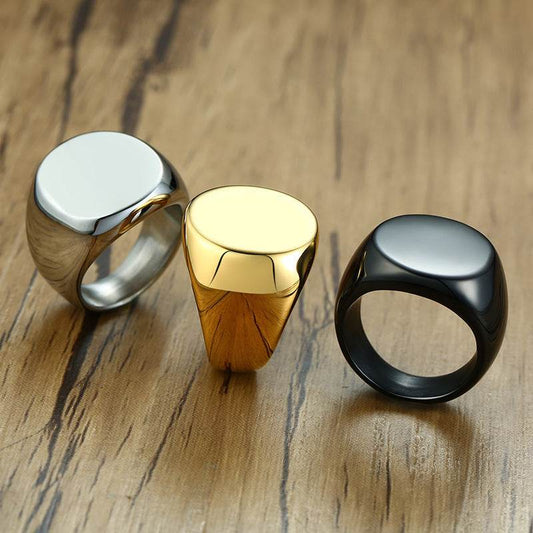 Round Ring Gold Men Fashion Trend - Mubimart