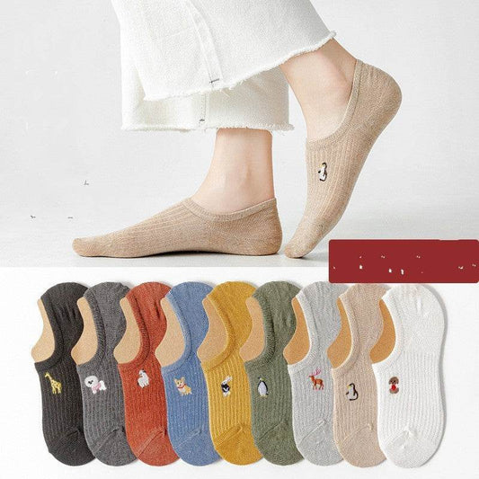 Female Cotton Summer Cute Japanese Tide Low-top Short Socks - Mubimart