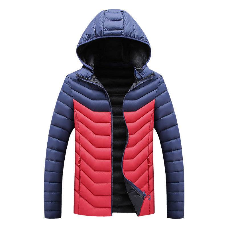 Hooded Padded Winter Jacket Slim Fit Imitation Down Padded Jacket Thick Mens Autumn And Winter - Mubimart