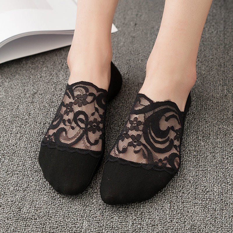 Women's Japanese Style Thin Lace Low-cut Socks - Mubimart - No show socks 