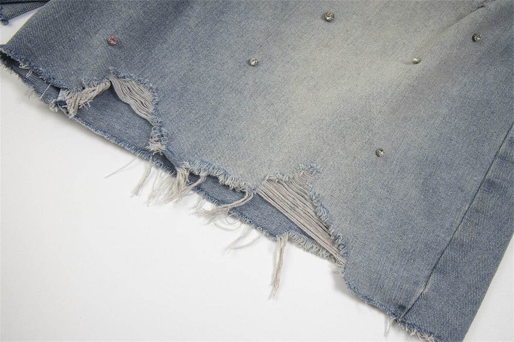 Ripped Denim Shorts For Men And Women - Mubimart