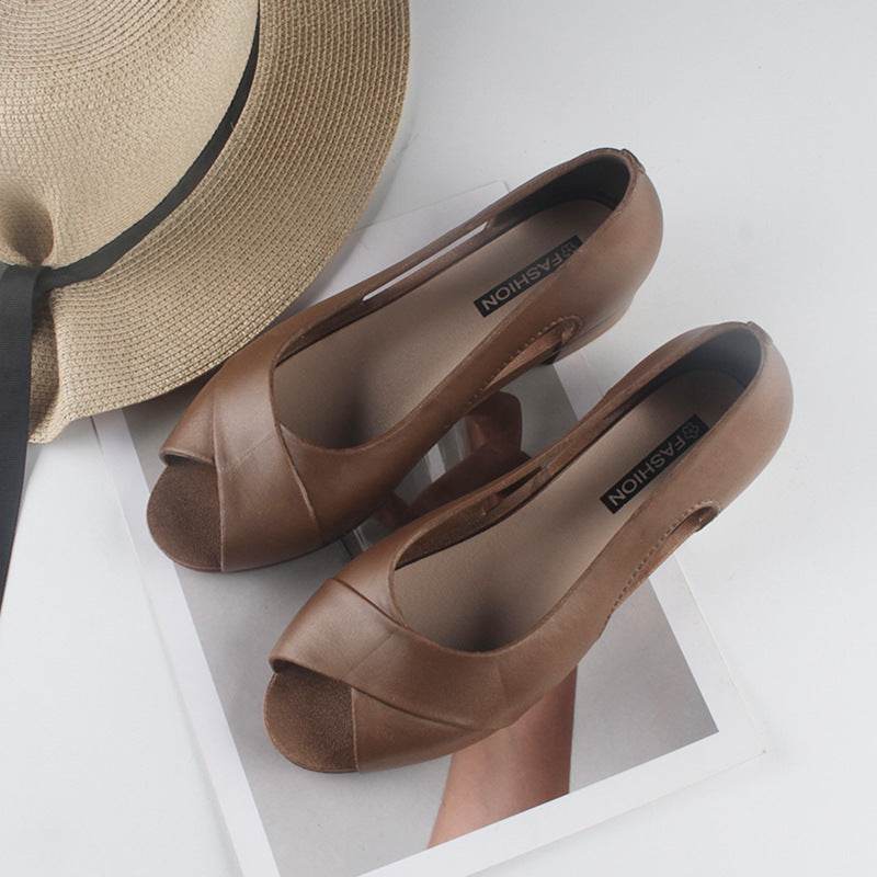Thick-heeled Sandals, New Work Shoes, Mother Shoes, Fashionable Fish Mouth High Heels - Mubimart
