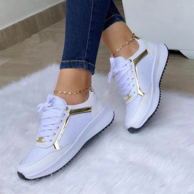 Women Sneakers Lace-up Sports Shoes - Mubimart