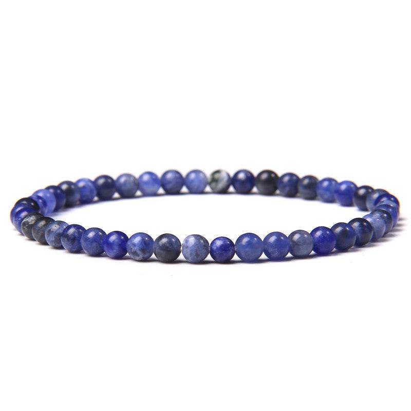 4mm Natural Agate Stone Beads Energy Charm Bracelet For Women - Mubimart