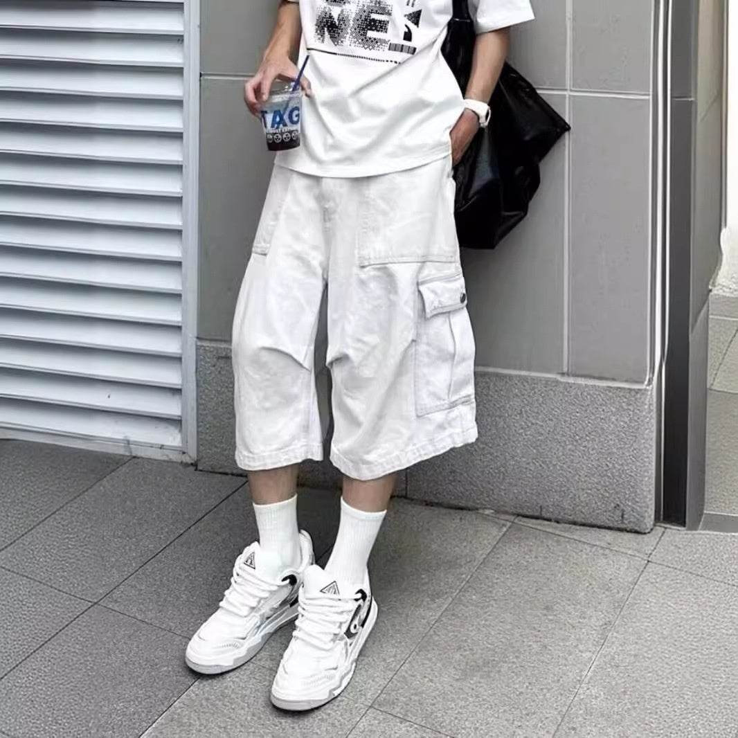 All-matching Loose Straight Cargo Cropped Pants Casual Pants Trendy - Mubimart