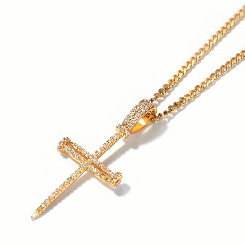 Cross Pendant Hip Hop Necklace Men - Mubimart