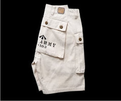 Heavy Weight Washed Khaki Twill Tooling Multi-bag Shorts