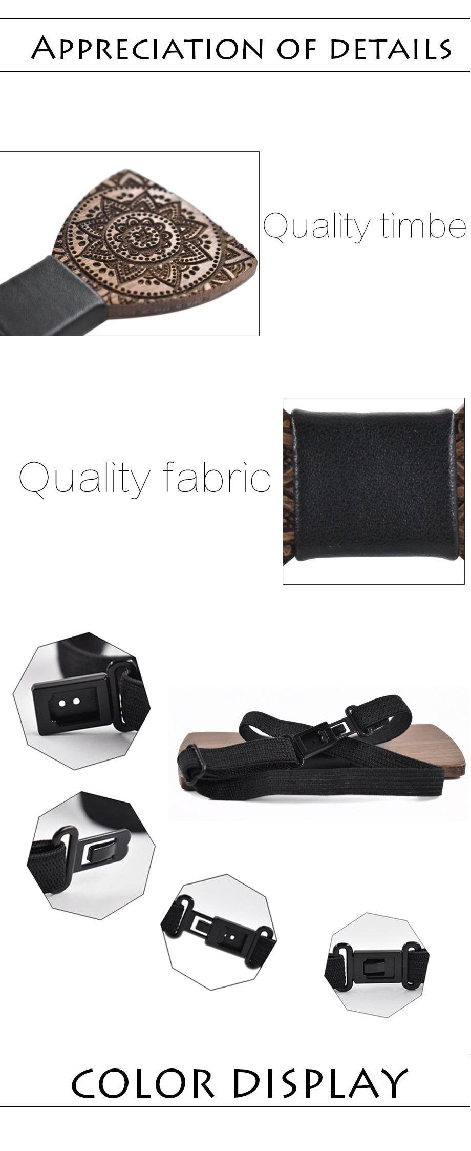 Fashion Suit Wedding Printed Bow Tie Wooden Bow Tie - Mubimart