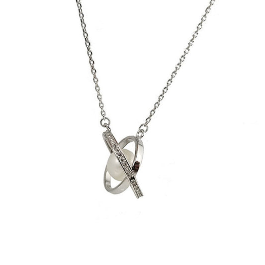Silver Globe Pearl Necklace Women Fashion