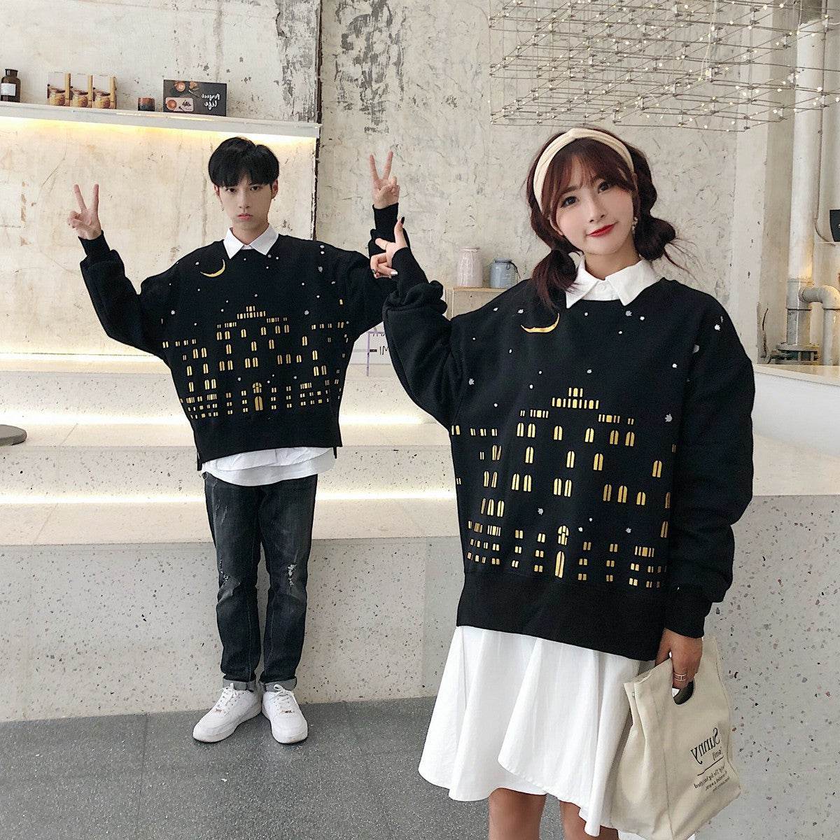 Coat Constellation Loose Plus Size Sweatshirt - Mubimart